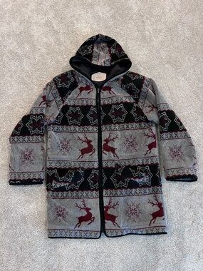 Woolrich Reindeer Hooded Jacket Coat Women Sz Medium Outdoor Western Mountain ,